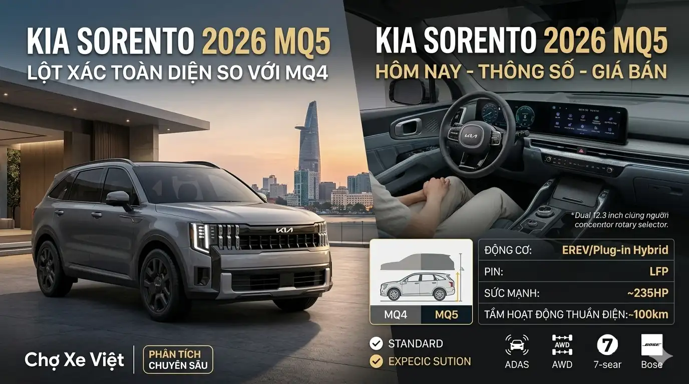 Kia Sorento 2026 MQ5: Lột xác hoàn toàn so với phiên bản MQ4 2025