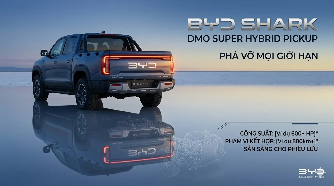 BYD Shark 6 trình làng: "Quái thú" hybrid thách thức Ranger Raptor 2026