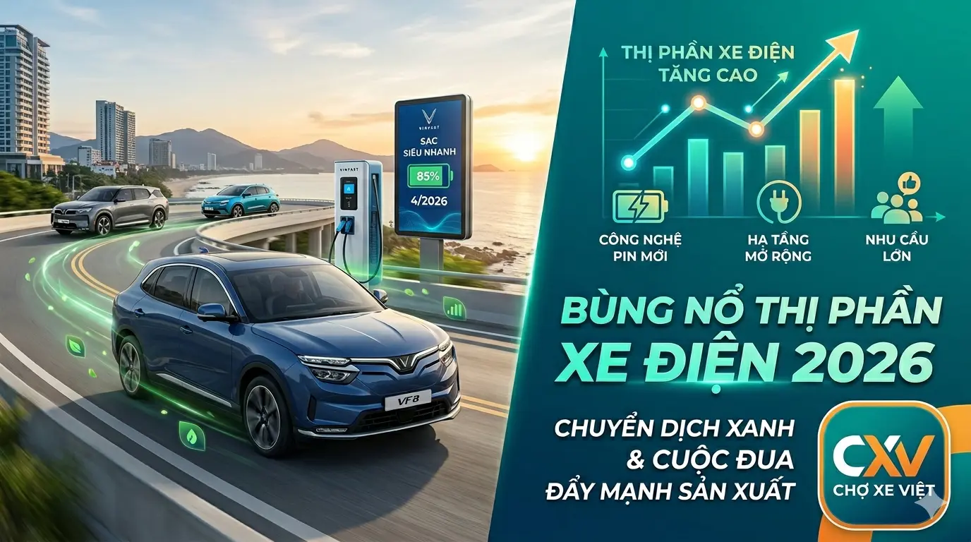 Thị phần xe điện 2026 bùng nổ: Cuộc đua hạ tầng và công nghệ pin