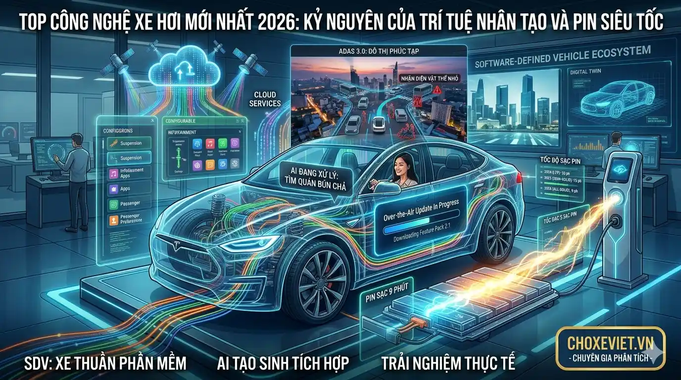 Công nghệ ô tô 2026: Bước đột phá từ xe phần mềm đến pin sạc 9 phút