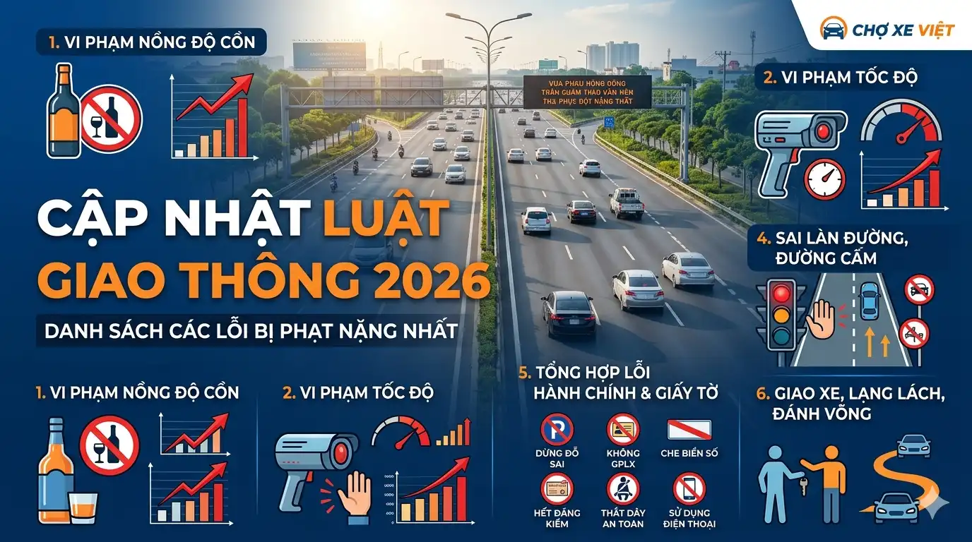 Luật giao thông đường bộ năm 2026: Tổng hợp mức phạt mới nhất
