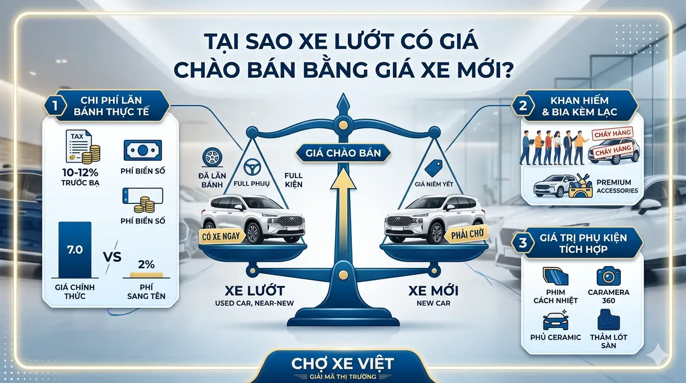 Tại sao xe lướt giá cao bằng xe mới? Giải mã thị trường ô tô 2026