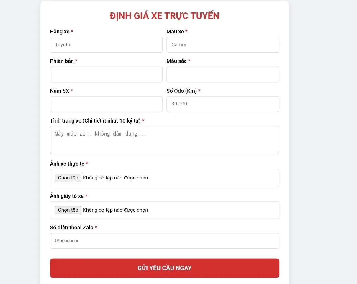 Công cụ định giá xe ô tô online cực kỳ hiệu quả và chính xác