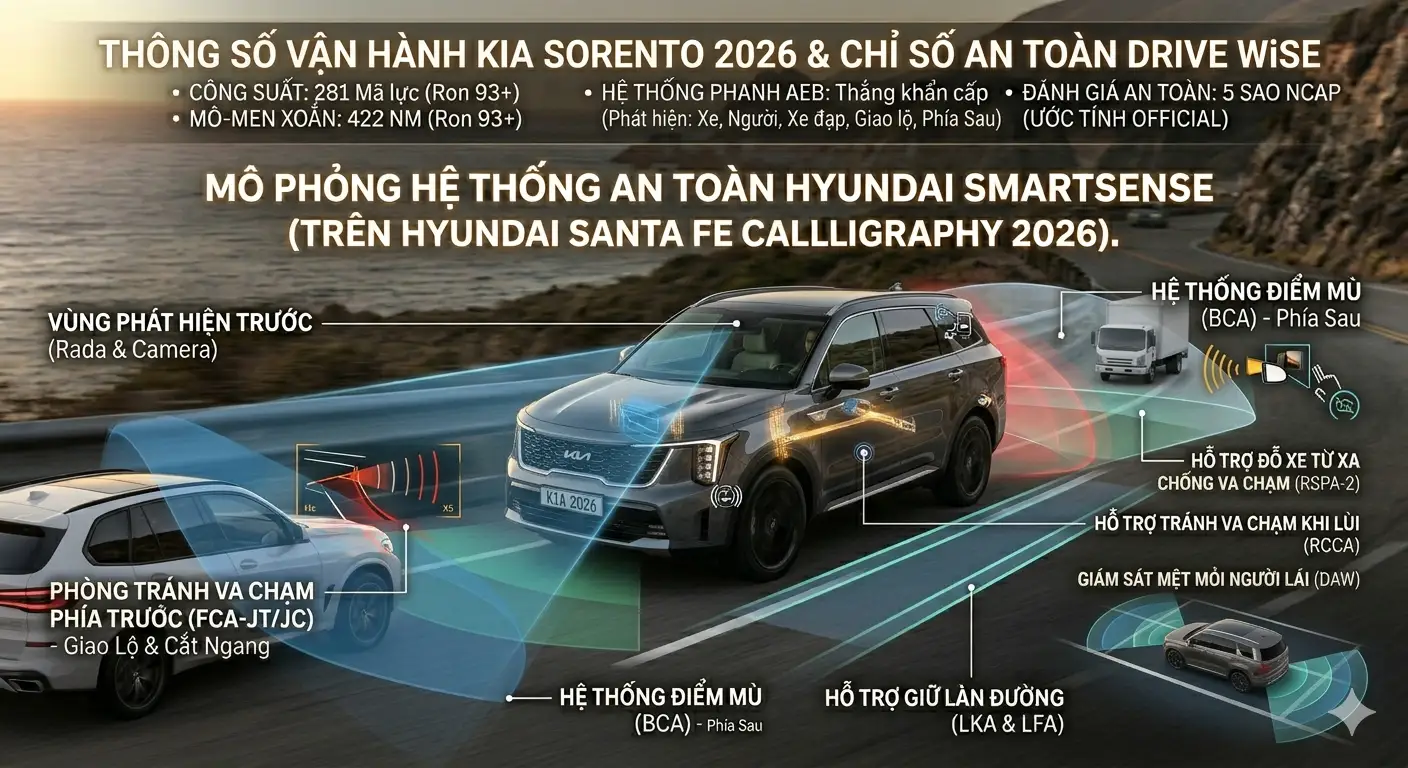 Các tính năng hỗ trợ lái thông minh Kia Drive Wise trên Sorento 2026