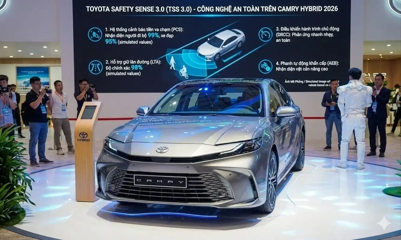 Mô phỏng hệ thống an toàn Toyota Safety Sense 3.0 trên Camry Hybrid 2026 - Chợ Xe Việt