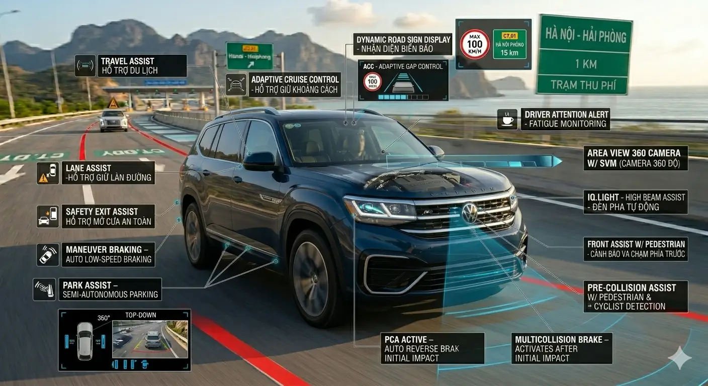 Hệ thống an toàn thông minh IQ.DRIVE của Volkswagen hỗ trợ lái mượt mà