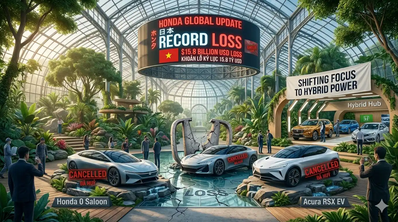 Cận cảnh 3 mẫu xe điện Honda 0 Saloon, Honda 0 SUV và Acura RSX EV bị dán nhãn Cancelled do kế hoạch tái cấu trúc của Honda.