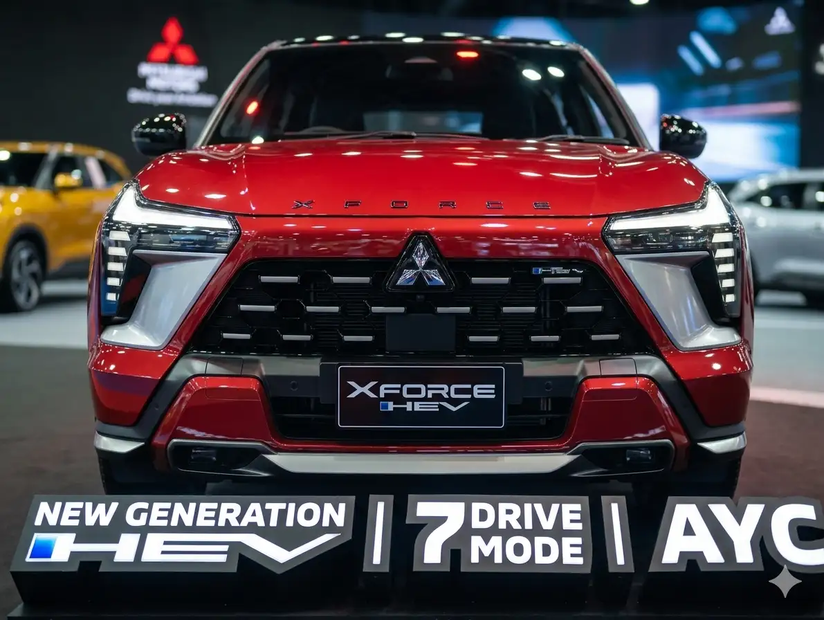 Thiết kế Dynamic Shield hiện đại trên phần đầu xe Mitsubishi Xforce HEV 2026.