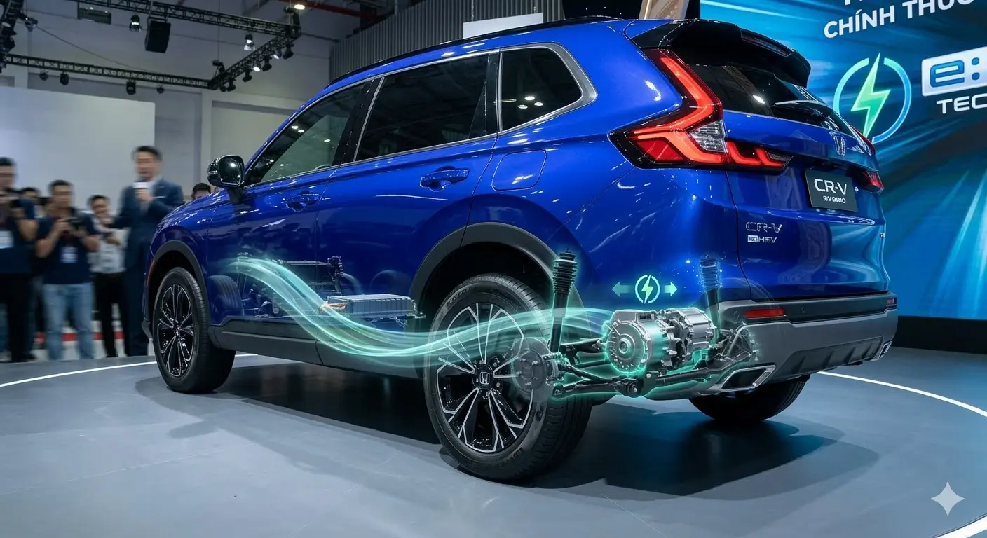 Cấu tạo hệ thống truyền động e:HEV và bộ pin Lithium-ion trên xe Honda CR-V Hybrid.