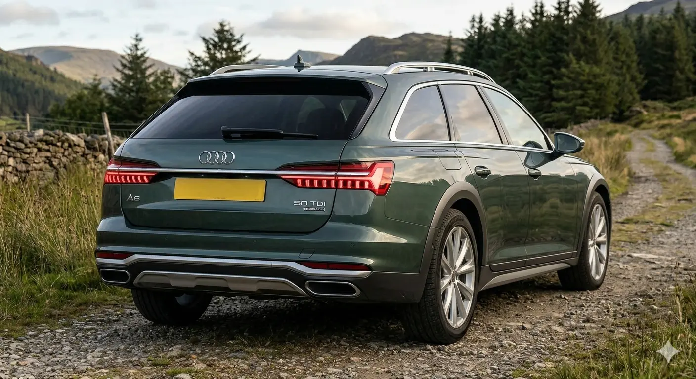 Đuôi xe Audi A6 Allroad 2026 mang đậm chất việt dã, kết hợp hệ thống treo khí nén chủ động có khả năng nâng gầm lên 55mm.
