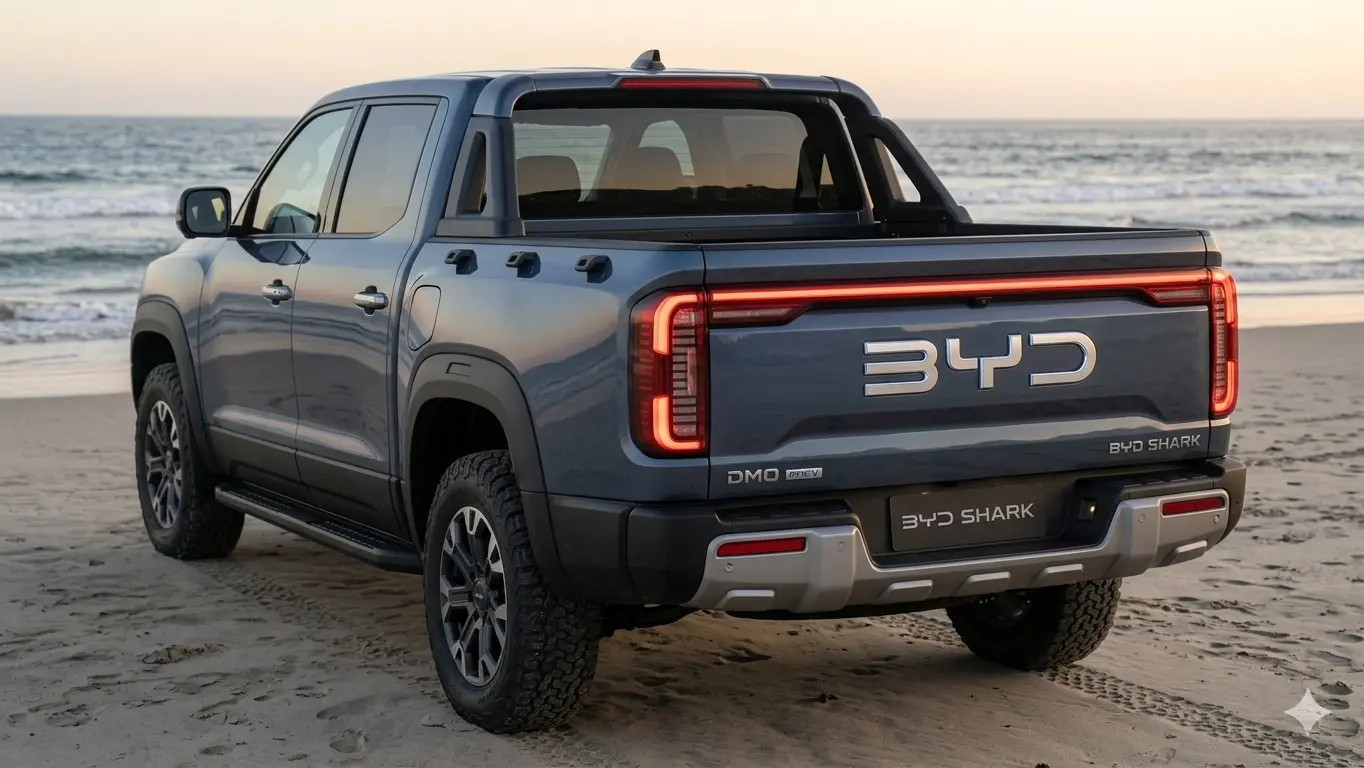 Ảnh chụp phần đuôi xe phía sau BYD Shark 6 Performance 2026