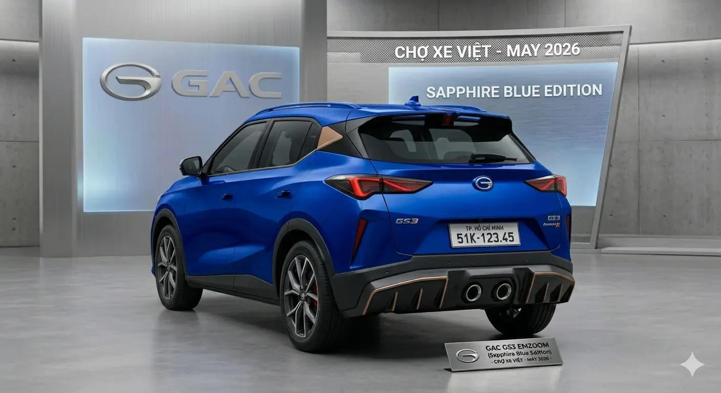 Thiết kế đuôi xe GAC GS3 Emzoom phiên bản Premium R-Style với bộ khuếch tán gió hầm hố và hệ thống ống xả kép đặt giữa.