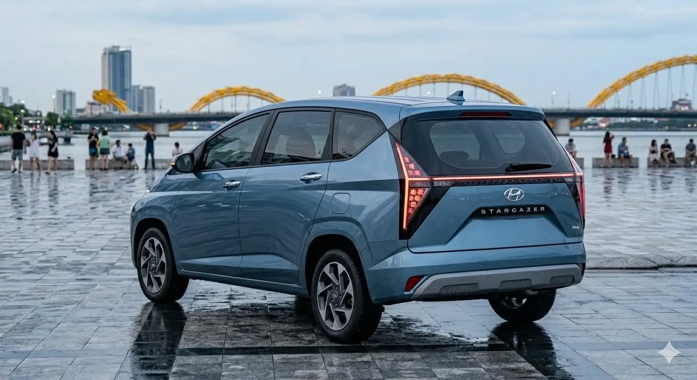 Cụm đèn hậu LED hình chữ H đặc trưng trên đuôi xe Hyundai Stargazer 2026