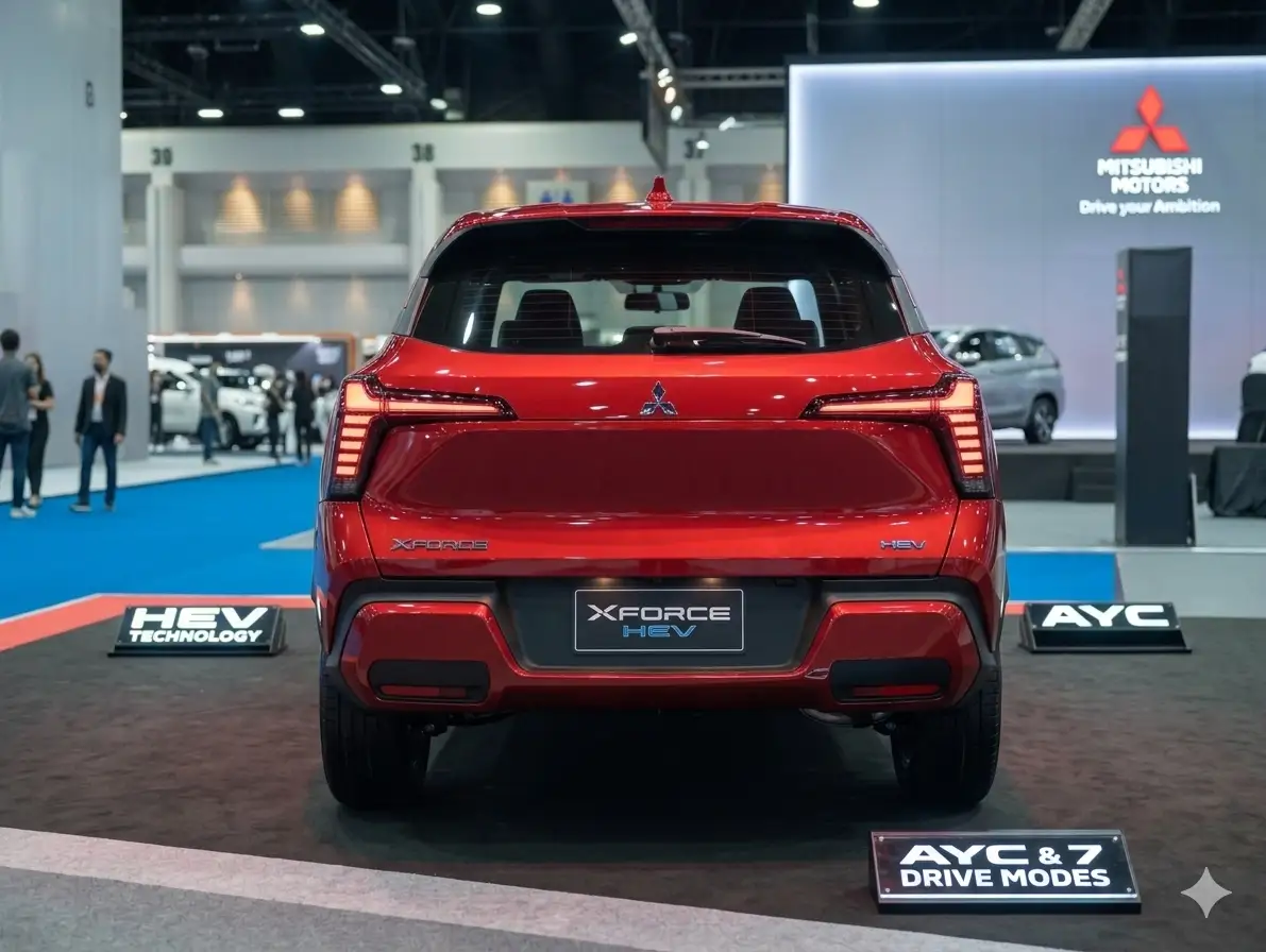 Cụm đèn hậu LED T-Shape đặc trưng phía đuôi xe Mitsubishi Xforce HEV.