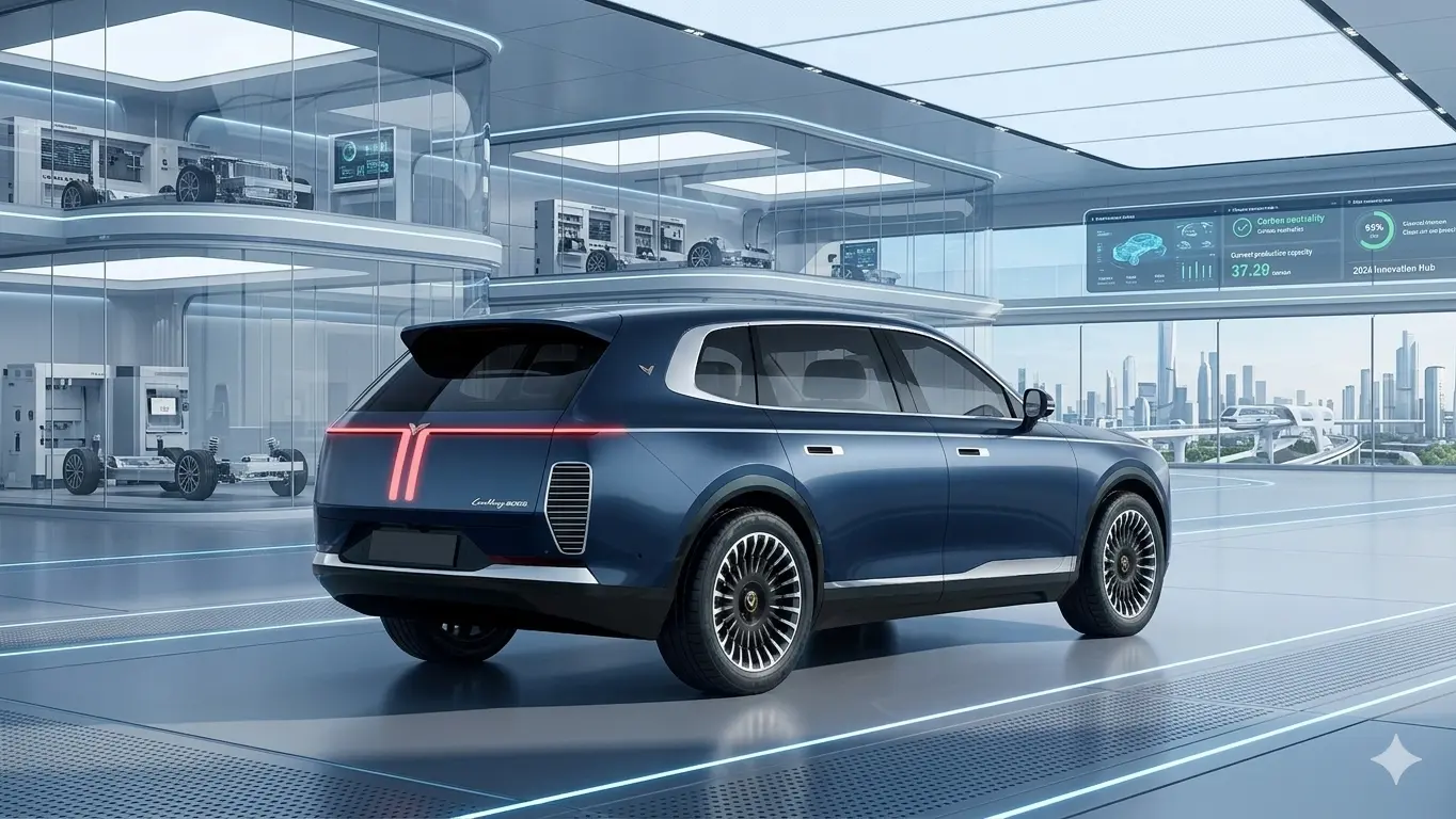 Thiết kế đuôi xe VinFast 900s nổi bật với dải đèn LED kéo dài và logo thương hiệu xe Việt phát sáng.