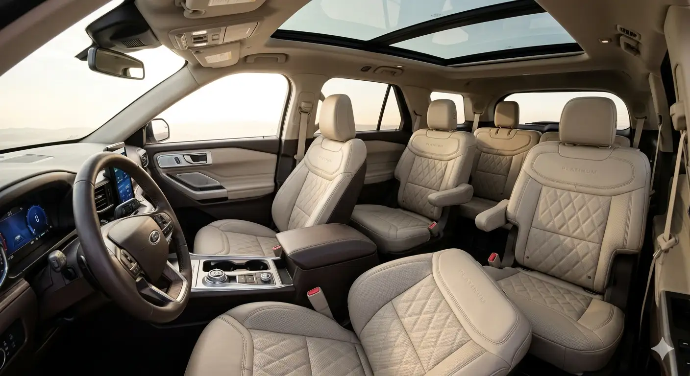 Khả năng gập phẳng các hàng ghế tạo không gian lớn trên Ford Explorer