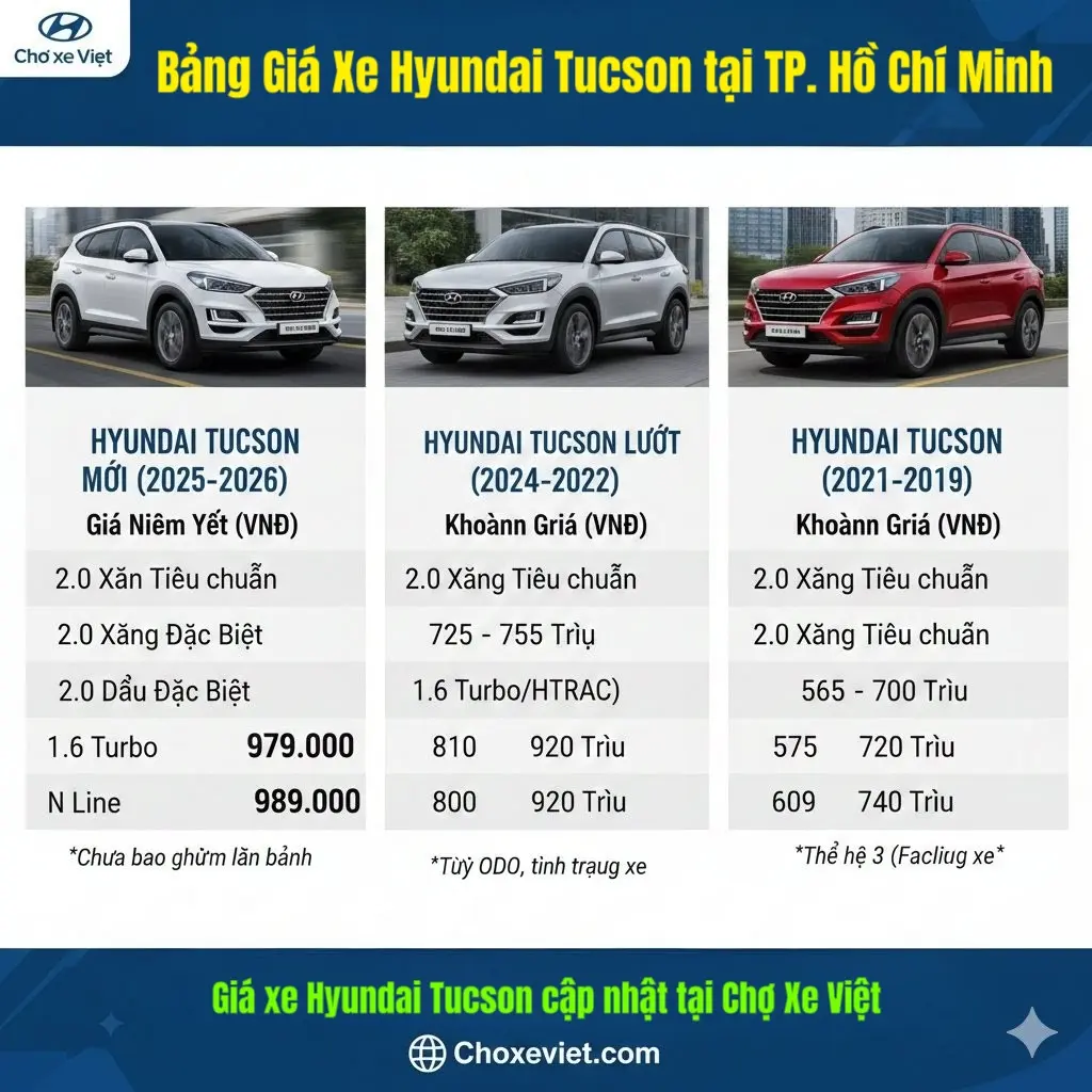 Bảng giá xe Hyundai Tucson tại Sài Gòn