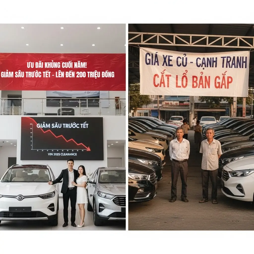 Sự đối lập giữa đại lý xe mới ưu đãi và các bãi xe cũ đang nỗ lực điều chỉnh giá bán cạnh tranh
