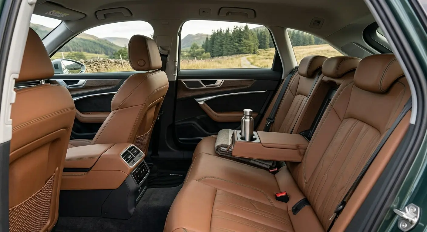 Khoang hành khách phía sau vô cùng rộng rãi trên mẫu wagon gầm cao Audi A6 Allroad 2026 nhờ nền tảng khung gầm mới.