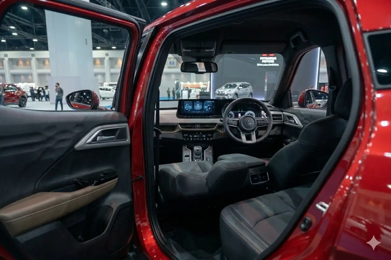 Hàng ghế sau rộng rãi của Mitsubishi Xforce HEV phục vụ nhu cầu mua bán ô tô gia đình.