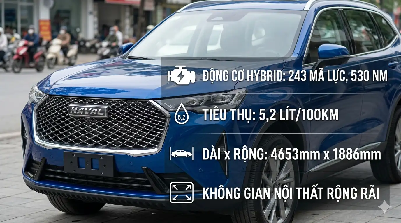 Haval H6 Hybrid 2026 mẫu SUV 5 chỗ không gian rộng rãi và an toàn cho gia đình