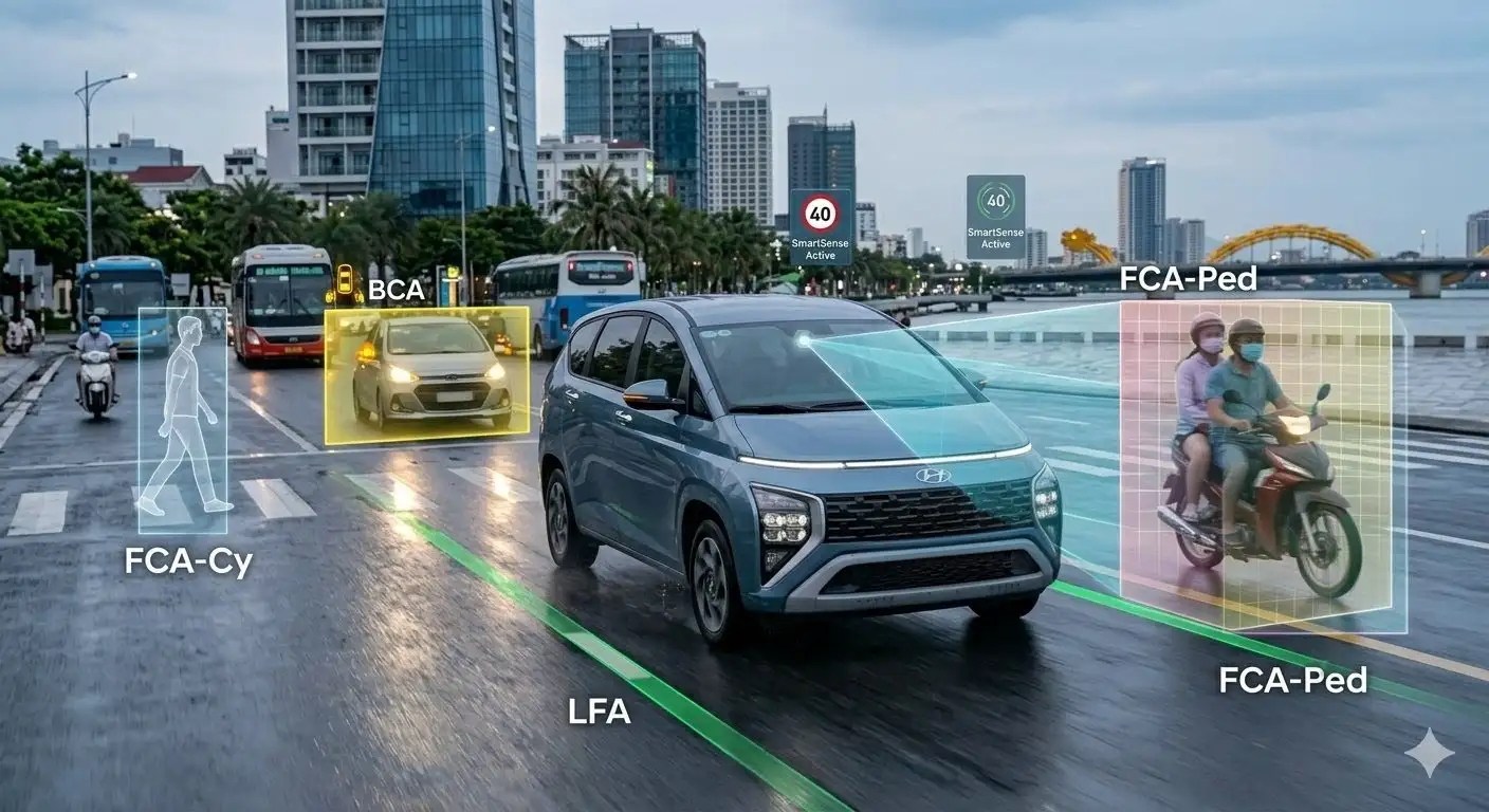 Mô phỏng các tính năng an toàn trong gói Hyundai SmartSense trên Stargazer 2026