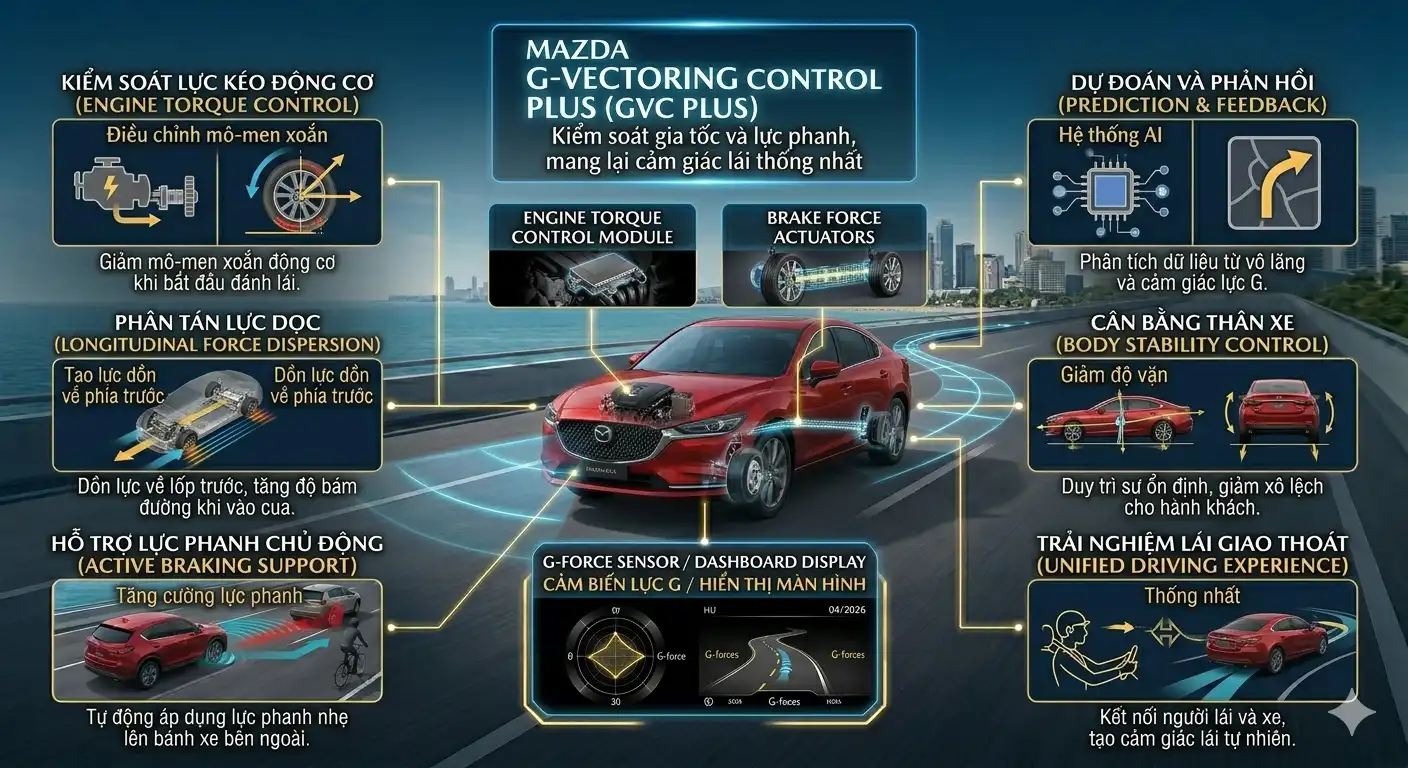 Công nghệ G-Vectoring Control Plus GVC Plus hỗ trợ ổn định thân xe và bảo vệ hành khách trên Mazda CX-5