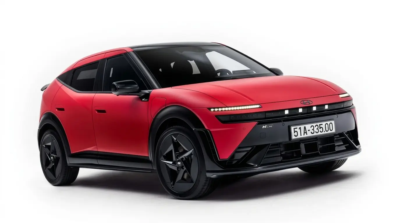 Hình ảnh thiết kế ngoại thất khí động học của mẫu xe điện Hyundai Ioniq 3 ra mắt năm 2026.