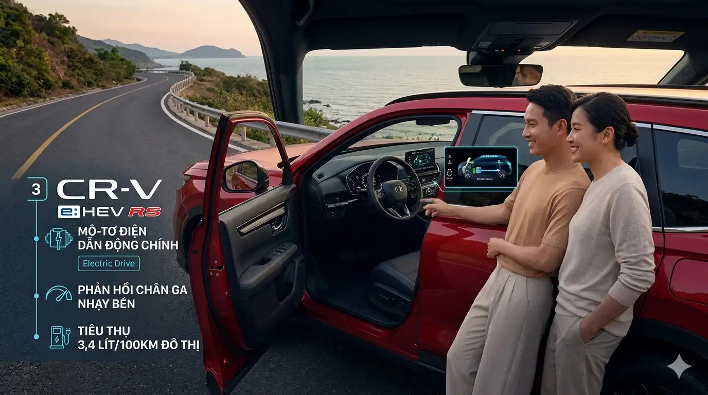Honda CRV Hybrid 2026 tiêu thụ nhiên liệu chỉ 3.4 lit trên 100km đô thị
