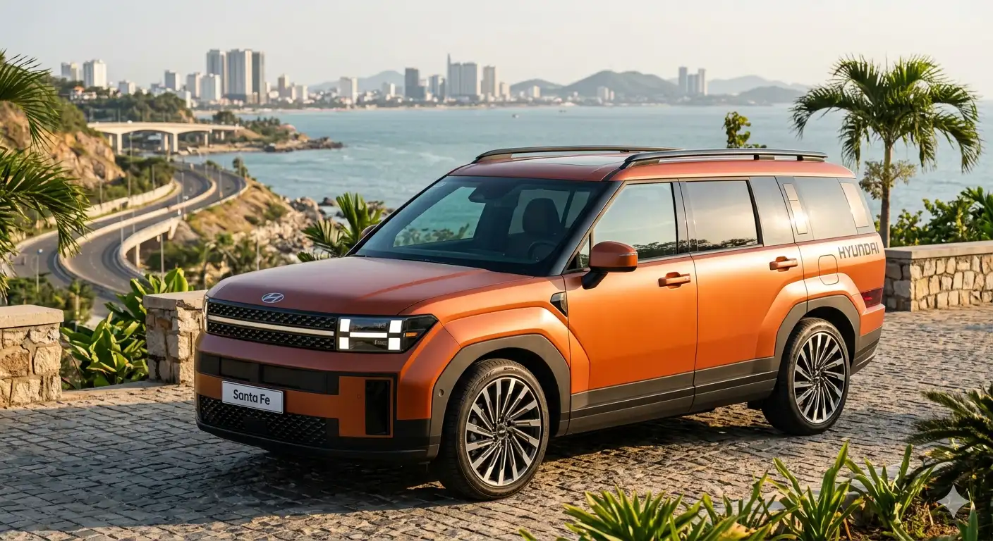 Ngoại thất xe Hyundai Santa Fe 2025 phiên bản mới nhất đang giảm giá kỷ lục tại đại lý tháng 04/2026