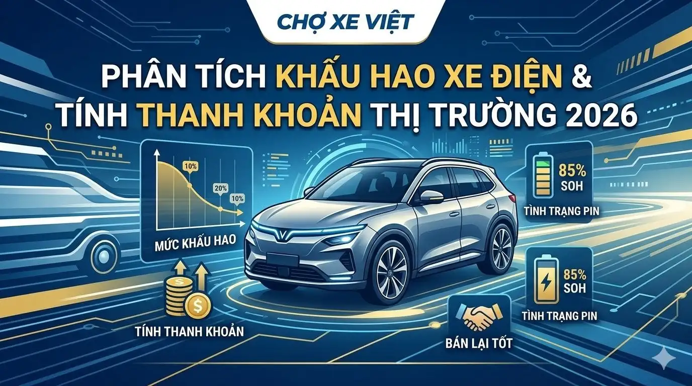 Phân tích mức độ khấu hao xe điện và tính thanh khoản thị trường ô tô điện năm 2026 tại Việt Nam