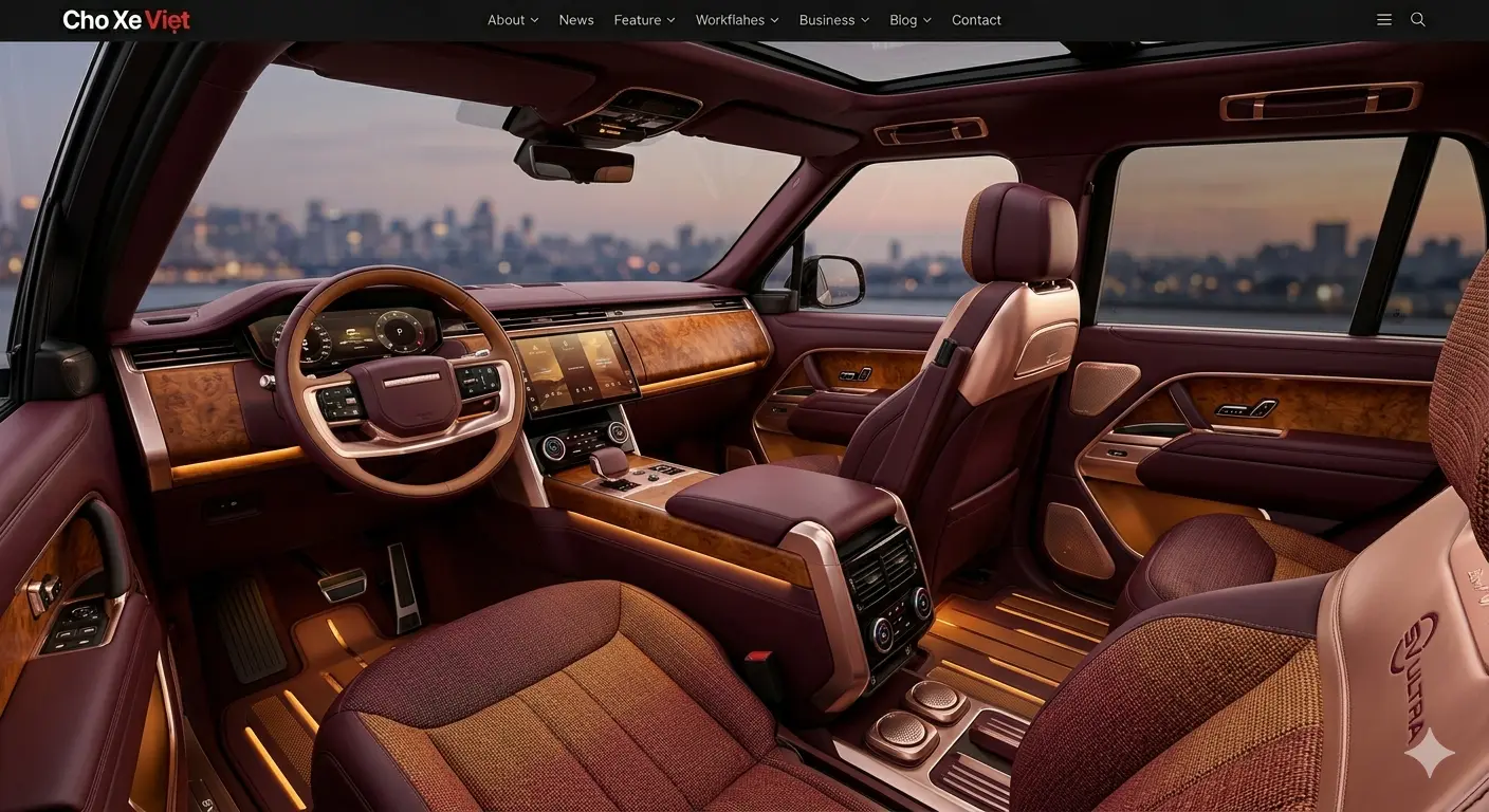 Cận cảnh nội thất Range Rover SV Ultra bọc da Semi-Aniline phối màu đặc biệt và màn hình trung tâm cỡ lớn