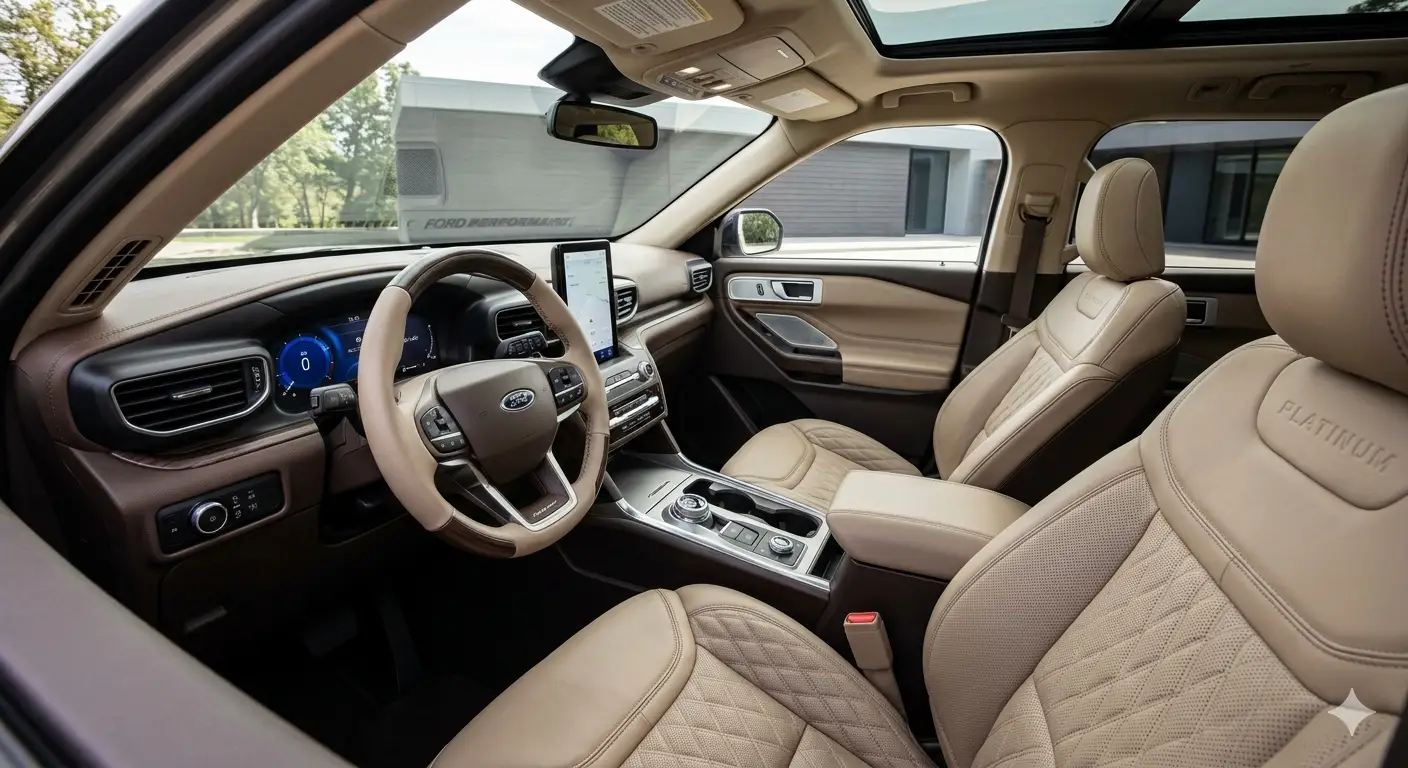 Nội thất Ford Explorer với màn hình giải trí đặt dọc 10.1 inch hiện đại