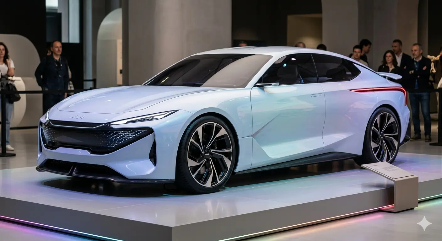 Cận cảnh thiết kế đầu xe Kia Vision Meta Turismo Concept tại Milan Design Week 2026 với đèn Star-map LED.