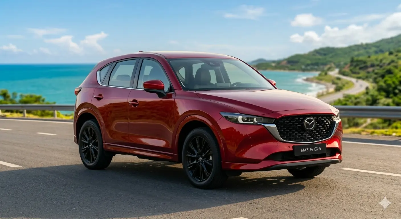 Xe Mazda CX-5 cũ đời 2023 màu đỏ pha lê thiết kế KODO tinh tế.