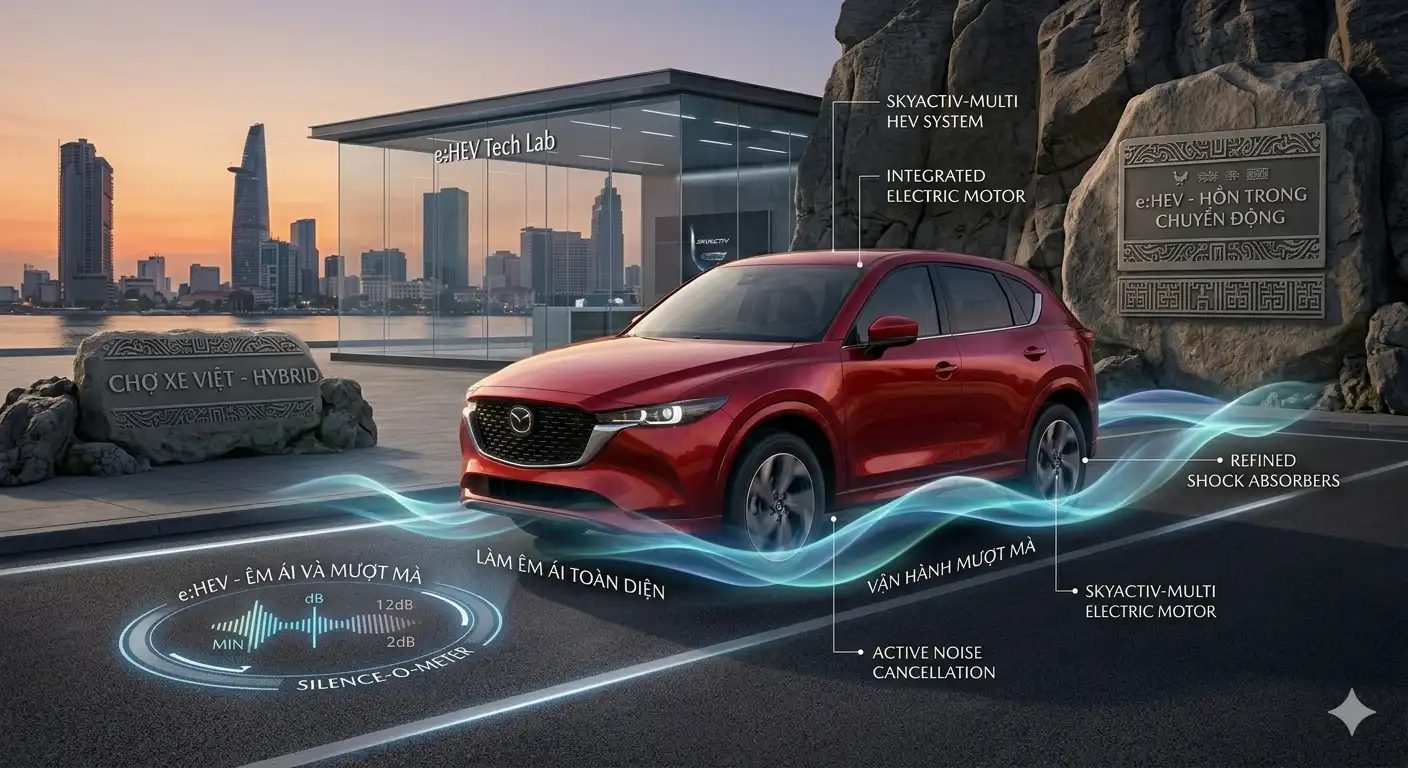 Trải nghiệm vận hành êm ái và mượt mà của Mazda CX-5 Hybrid 2026 tại Việt Nam.