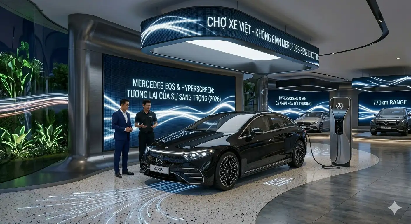 Nội thất công nghệ Hyperscreen trên xe điện hạng sang Mercedes EQS 580 đời 2026