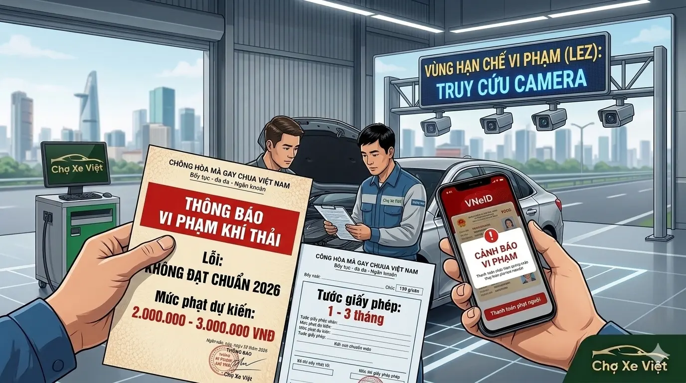 Quy định xử phạt vi phạm khí thải ô tô và vùng phát thải thấp LEZ năm 2026.