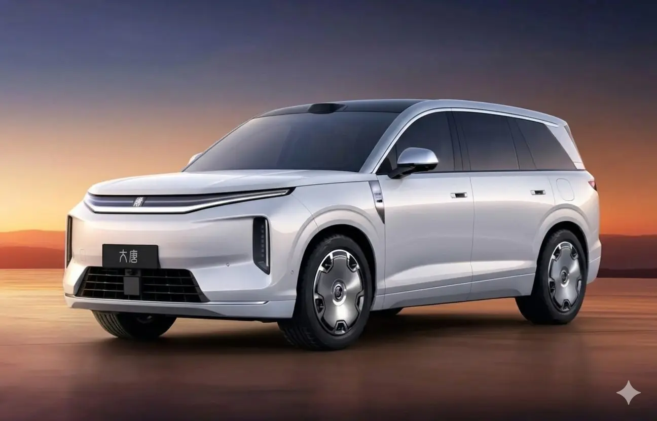 Ngoại thất góc 3/4 phía trước xe BYD Tang màu trắng hiện đại