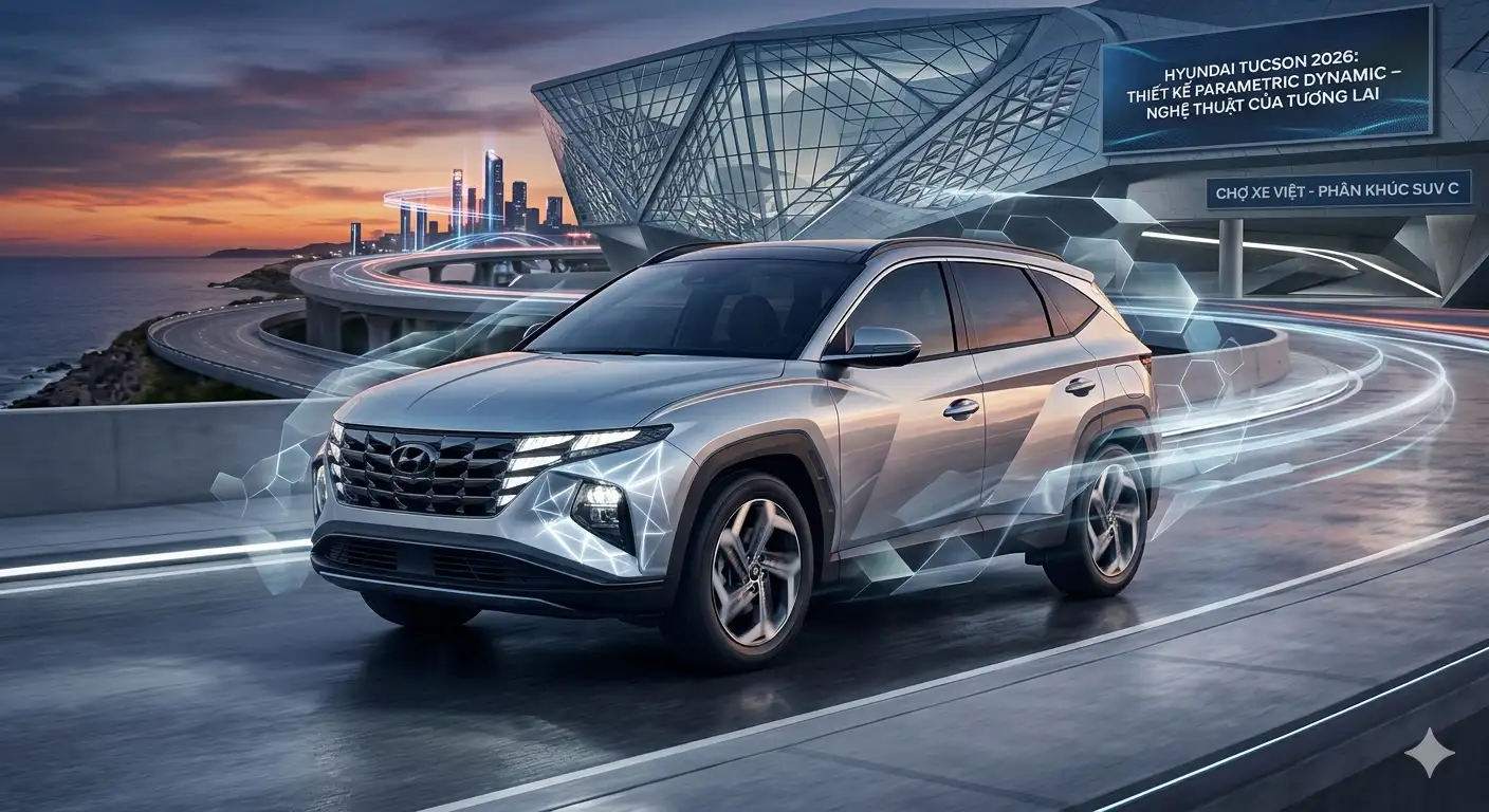 Ngoại thất Hyundai Tucson 2026 với ngôn ngữ thiết kế Parametric Dynamic hiện đại tại Chợ Xe Việt.