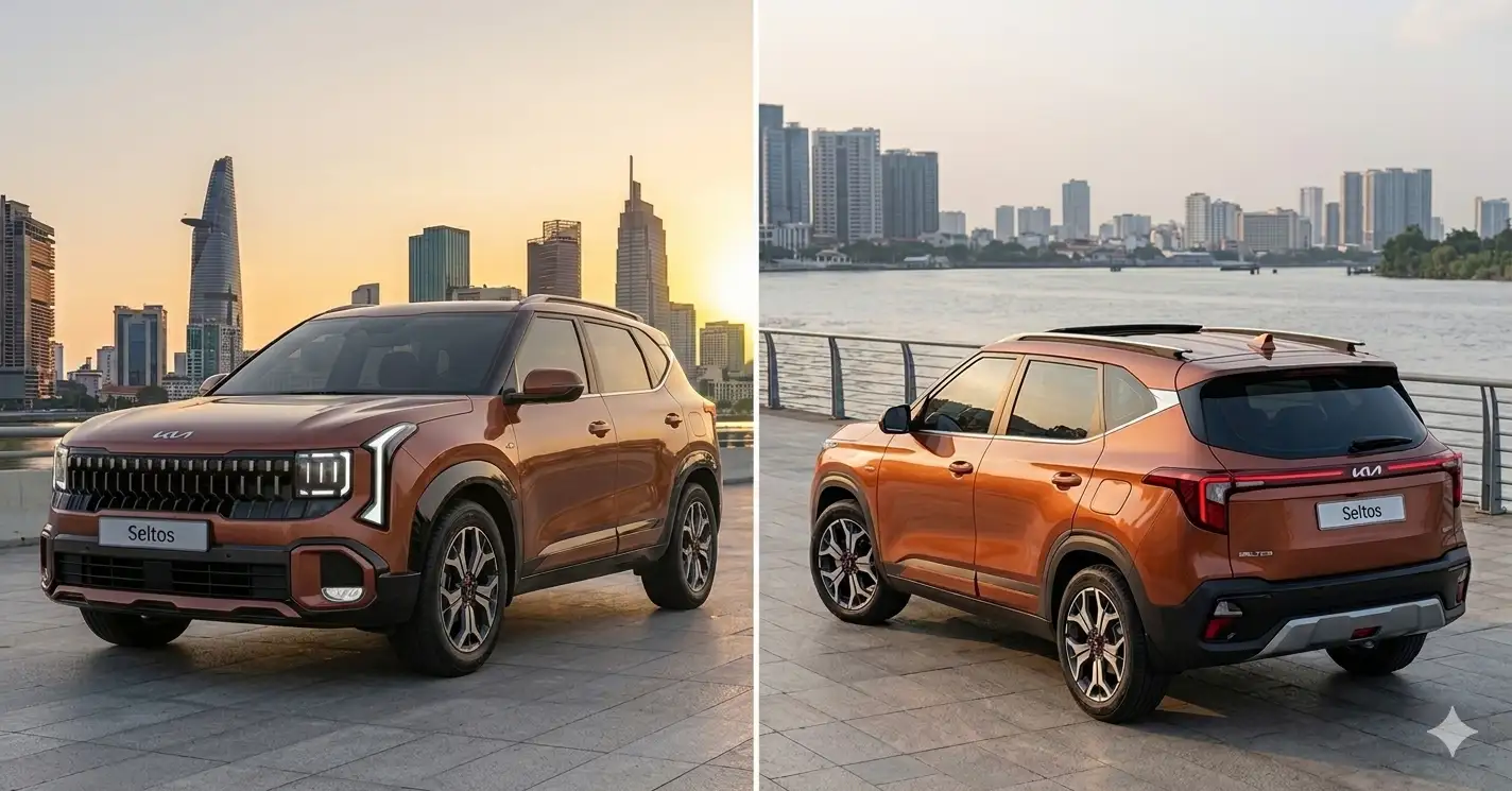 Thiết kế ngoại thất Kia Seltos 2026 phiên bản GT-Line với lưới tản nhiệt Star Map mới