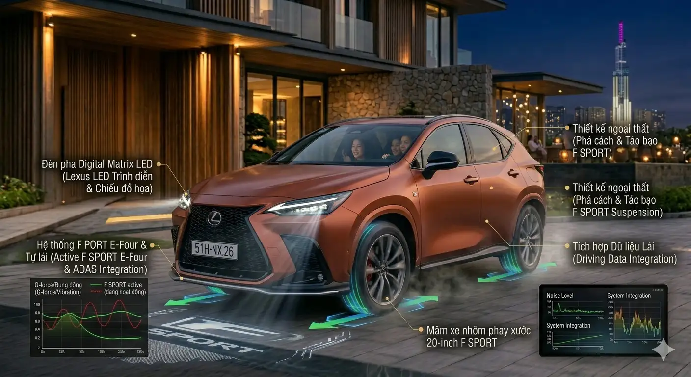 Thiết kế phá cách đầy táo bạo của mẫu SUV hạng sang Lexus NX 2026.