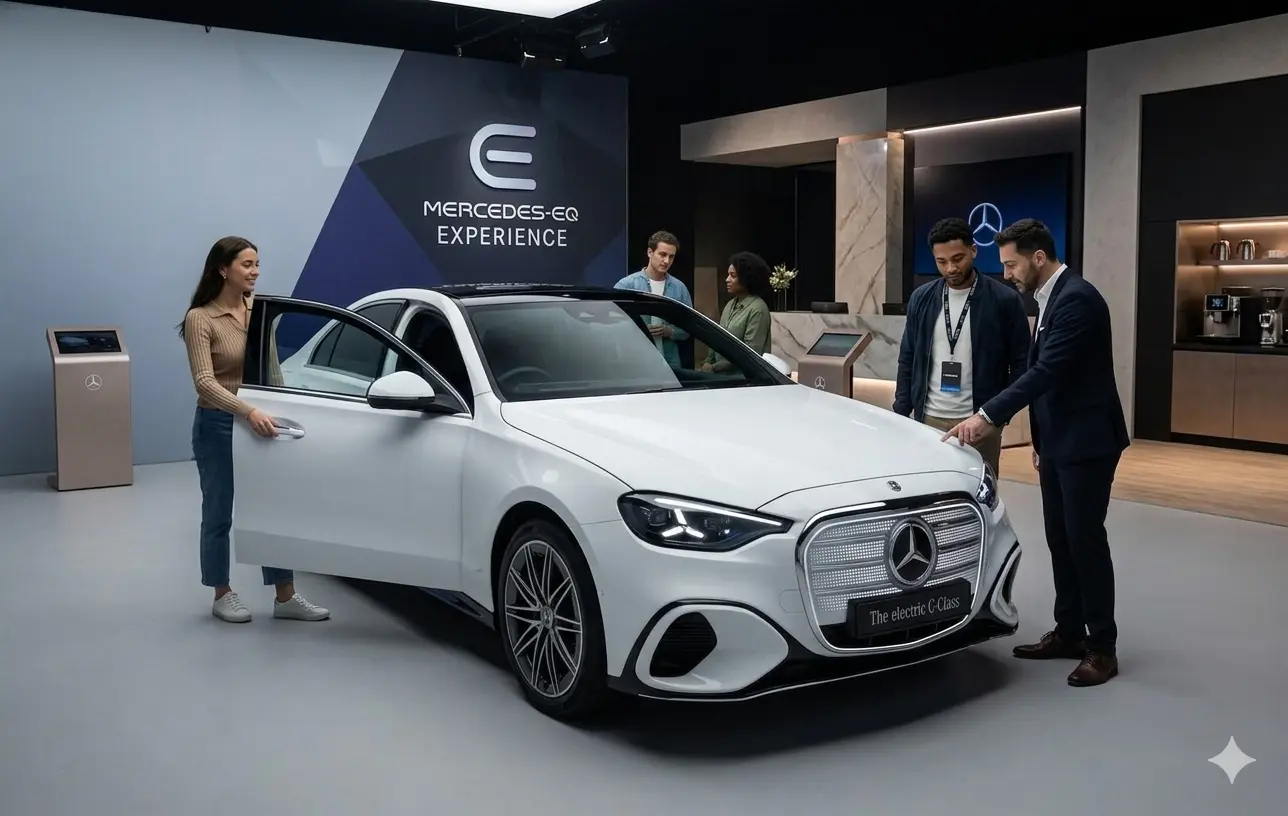 Khách hàng trải nghiệm thực tế mẫu xe Mercedes C-Class EV 2027 tại sự kiện Mercedes-EQ Experience