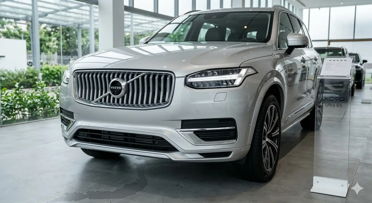 Cận cảnh thiết kế đầu xe Volvo XC90 2026 với lưới tản nhiệt mới và đèn pha Búa Thor
