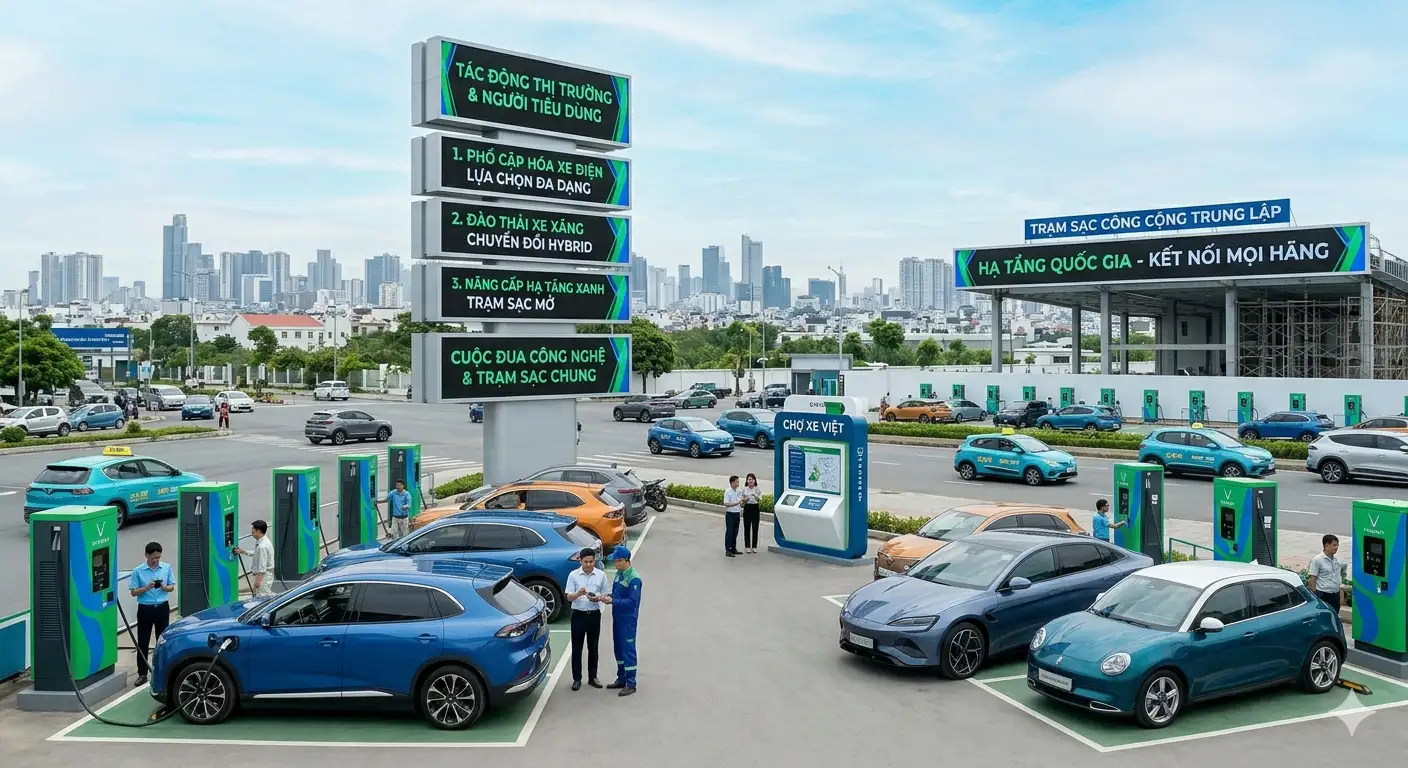 Người tiêu dùng Việt Nam đứng trước nhiều lựa chọn xe điện khi hạ tầng trạm sạc ngày càng phát triển.