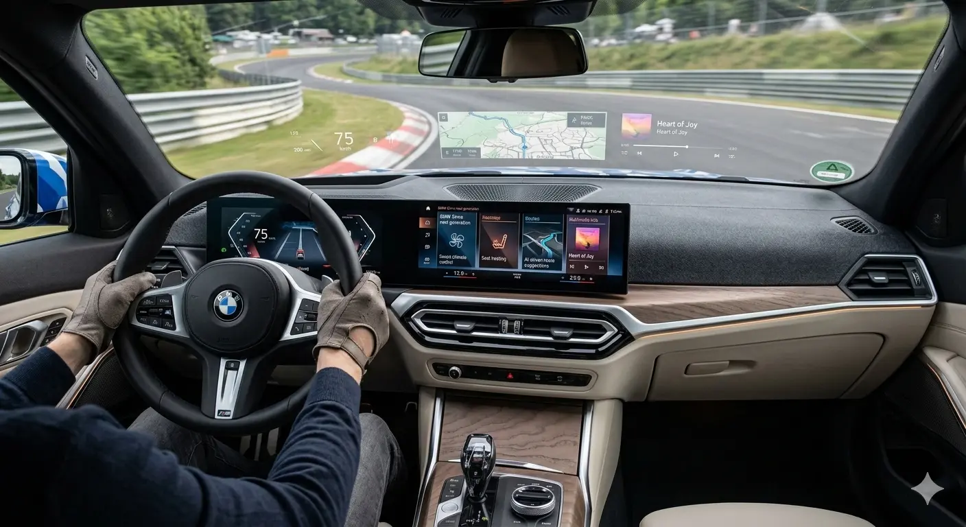 Khoang lái BMW 3 Series 2026 trang bị màn hình Panoramic Vision và hệ điều hành iDrive thế hệ mới.