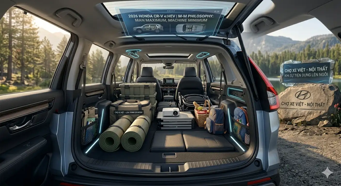 Khoang hành lý rộng rãi và triết lý tối ưu không gian M-M trên Honda CR-V 2026.