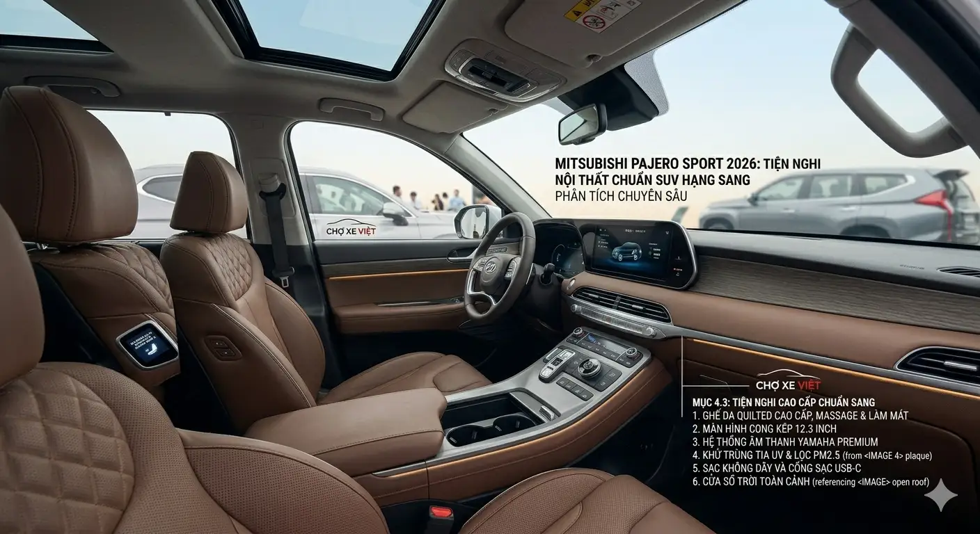 Khoang nội thất sang trọng phiên bản Calligraphy của Hyundai Palisade 2026 với ghế da Nappa.