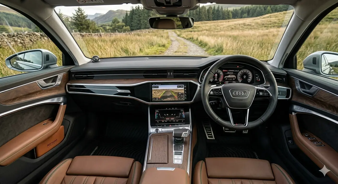 Không gian nội thất và khoang lái đậm chất công nghệ của Audi A6 Allroad 2026 phiên bản PHEV sở hữu cụm pin 20,7kWh.