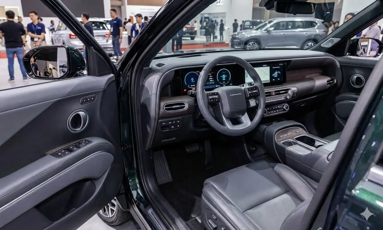 Không gian nội thất khoang lái sang trọng với màn hình kép trên Hyundai Palisade 2026